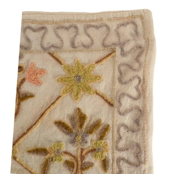 Pillow Sham Kashmiri Hand Embroiderey Crewel Cusion Pillow Cover BOHO Flovers - Picture 4 of 5